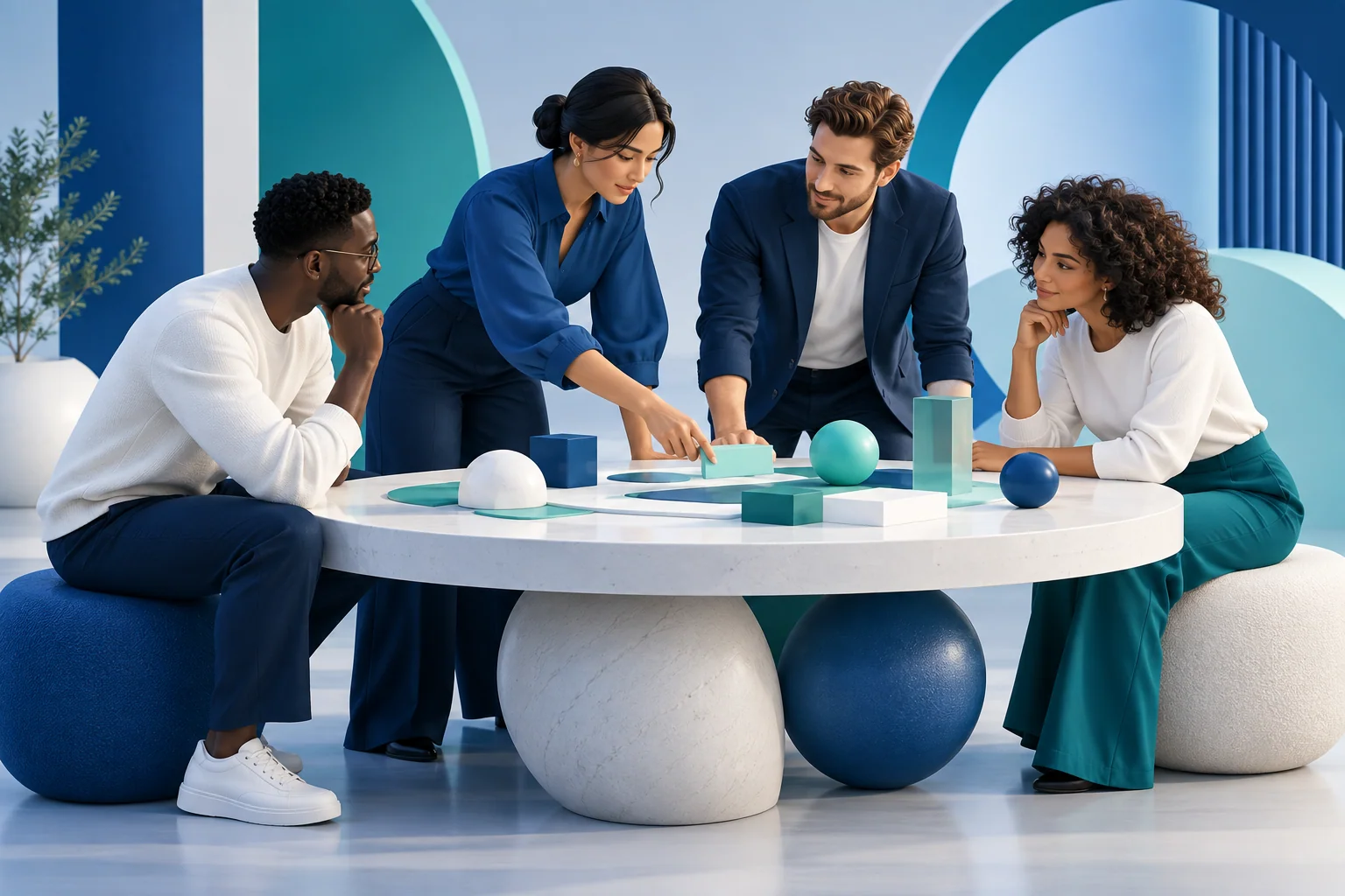 Conceptual illustration of diverse professionals collaborating.